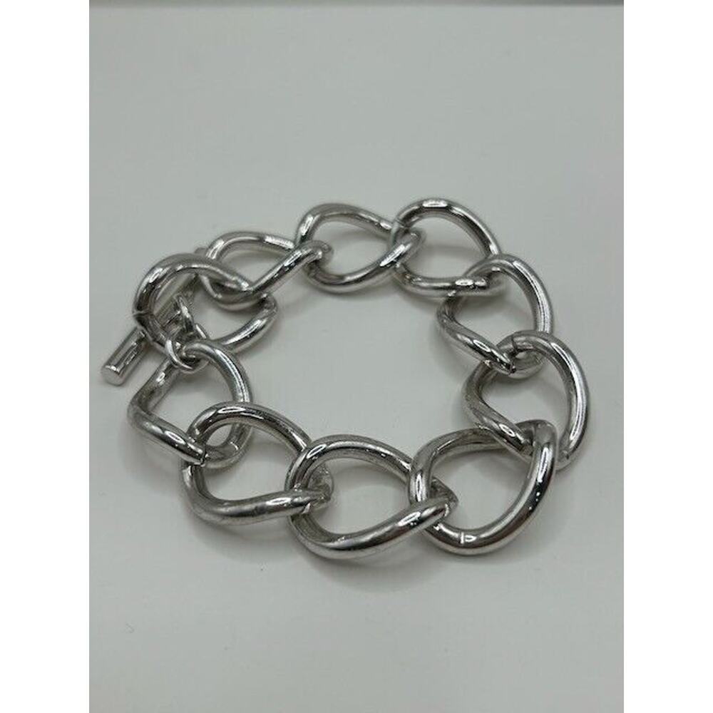 Monet‎ Silver Tone Chain Charm Bracelet Toggle Claw Clasp 8"